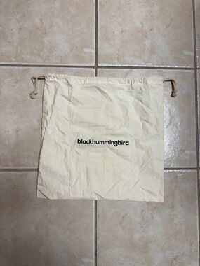 BlackHummingbird Cream Canvas Drawstring Dust Bag with Black Logo